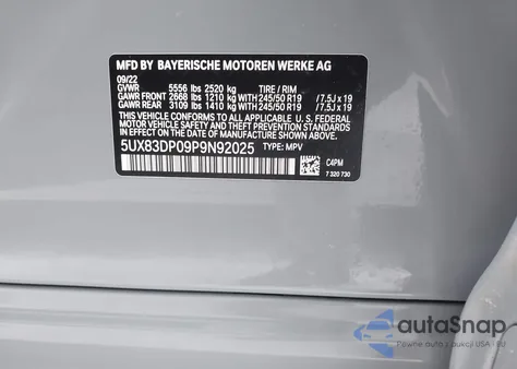2023 BMW X3 M40I from USA, damaged, VIN 5UX83DP09P9N92025